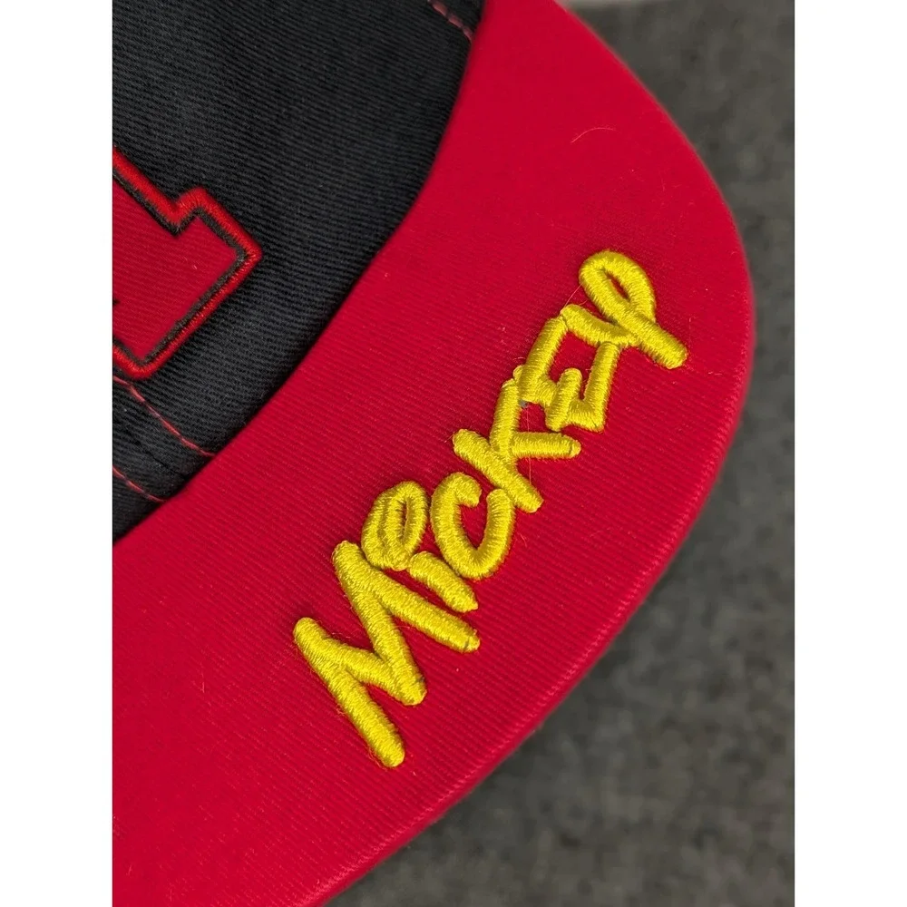 Disney Mickey Mouse Kids One Size Snapback Hat‎ Red Black Embroidered Signature
